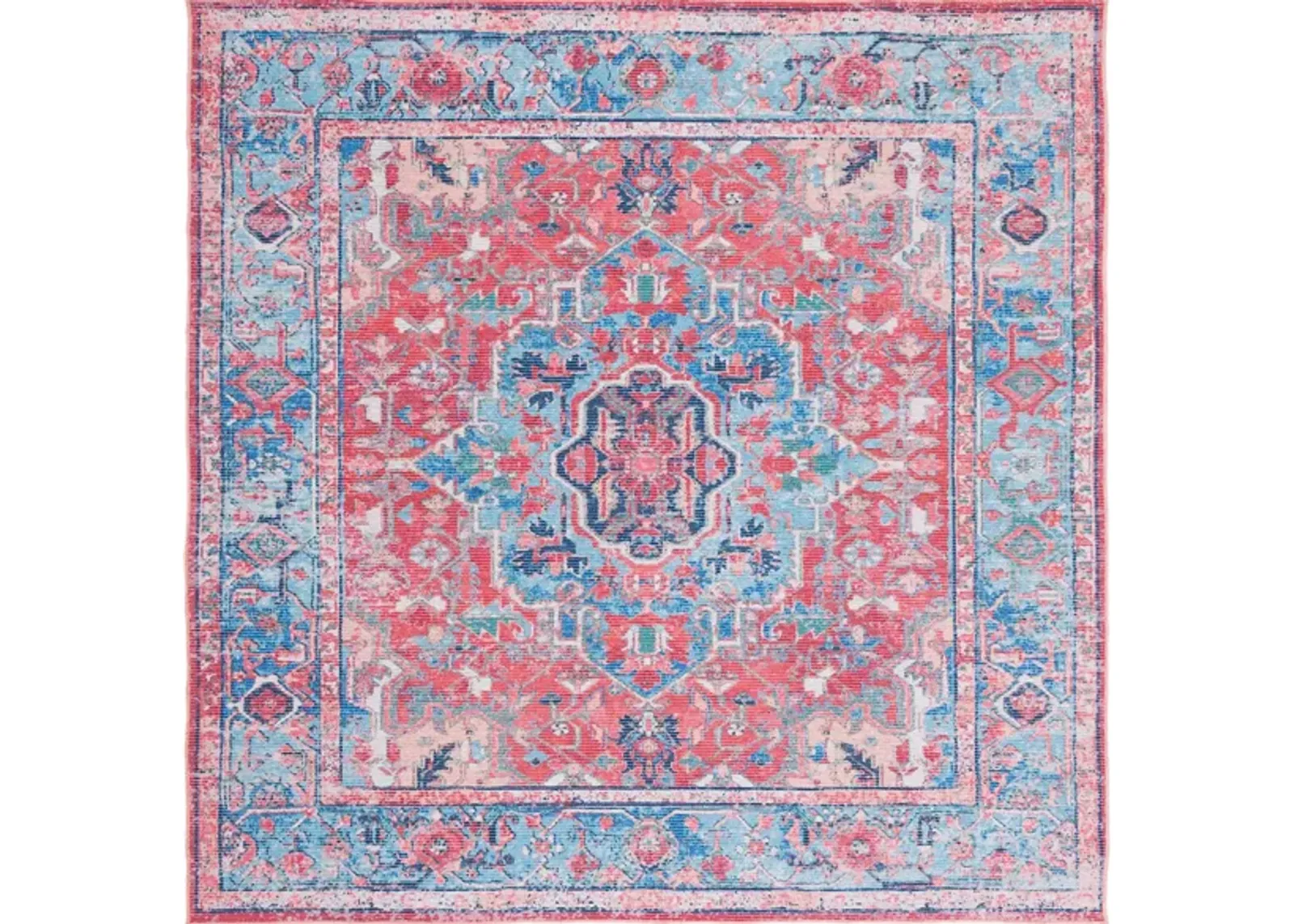 Serapi Area Rug in Light Blue & Red by Safavieh