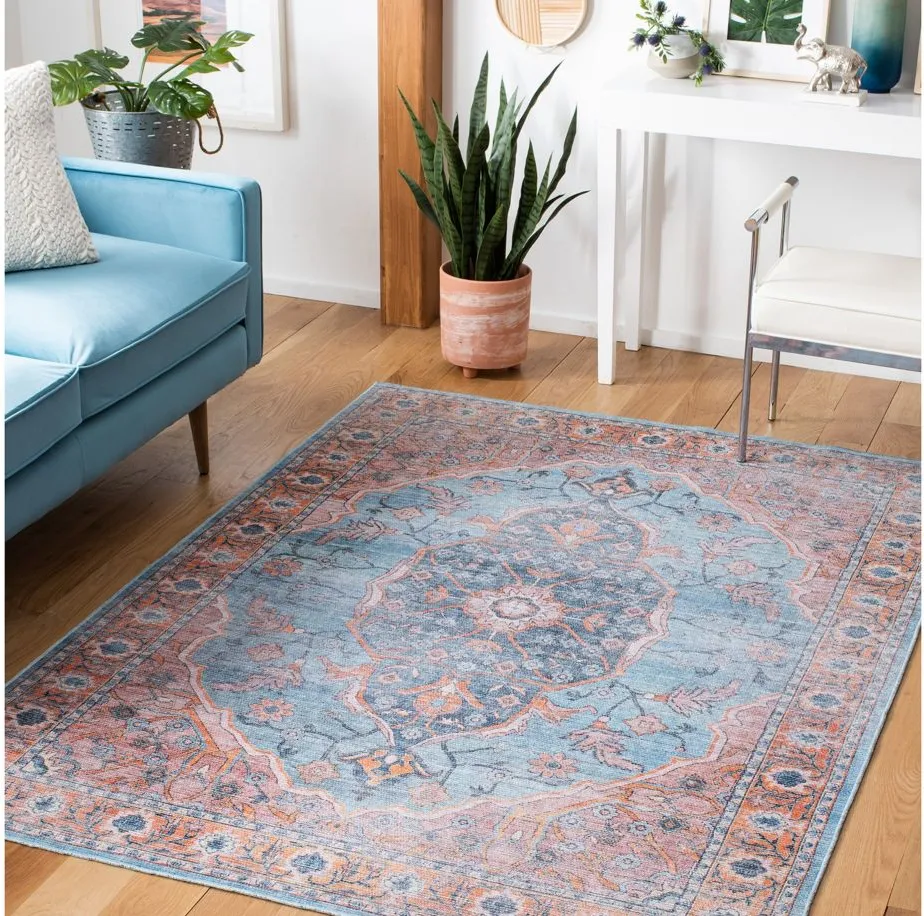 Serapi Area Rug in Blue & Orange by Safavieh