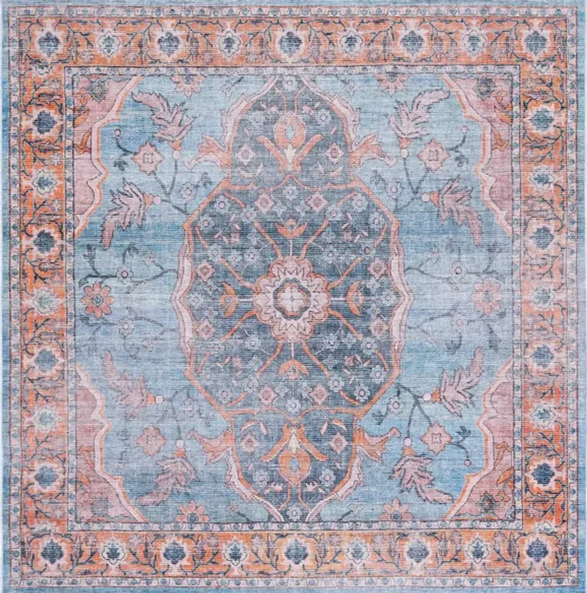 Serapi Area Rug in Blue & Orange by Safavieh