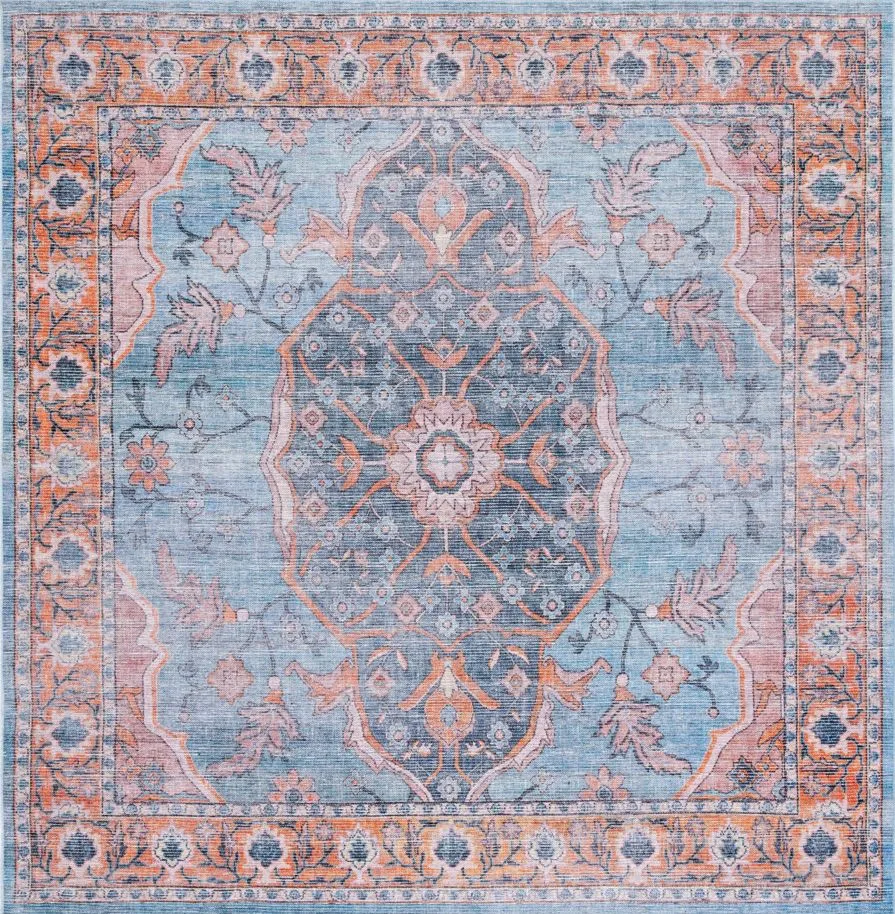 Serapi Area Rug in Blue & Orange by Safavieh