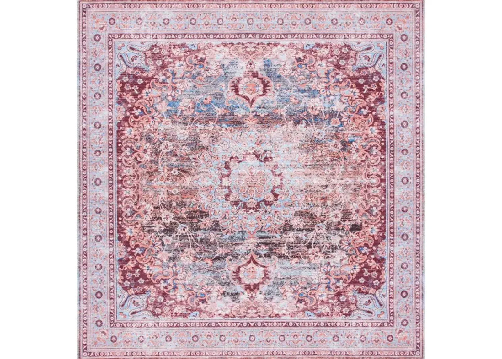 Serapi Area Rug in Light Blue & Red by Safavieh