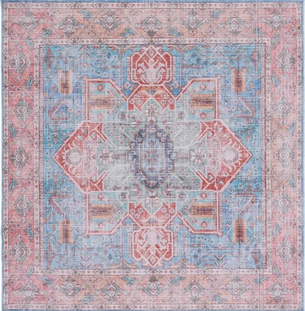 Serapi Area Rug in Blue & Rust by Safavieh