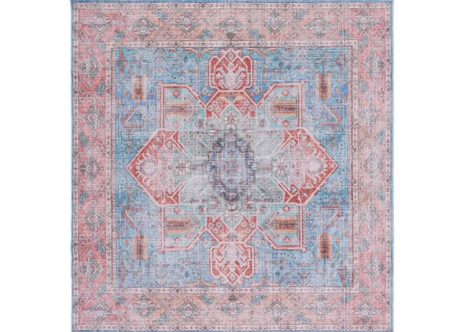 Serapi Area Rug in Blue & Rust by Safavieh