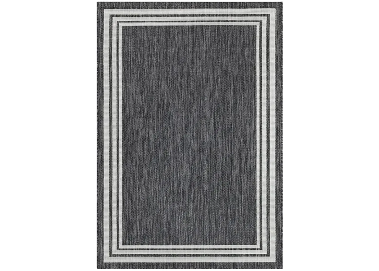 Eagean Bordered Indoor/Outdoor Area Rug in Charcoal, Cream by Surya