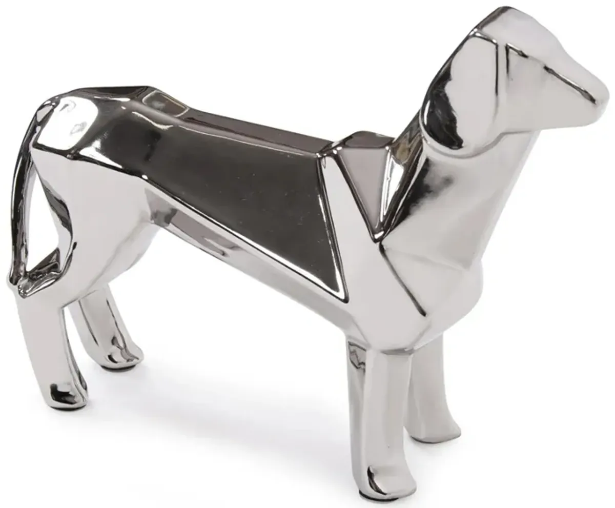 Kaslo Dog Sculpture in Electroplated Silver by Howard Elliott Collection