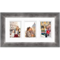 Gala Collection 10x20 Frame, (3) 5x7 Openings in Modern Silver by Courtside Market