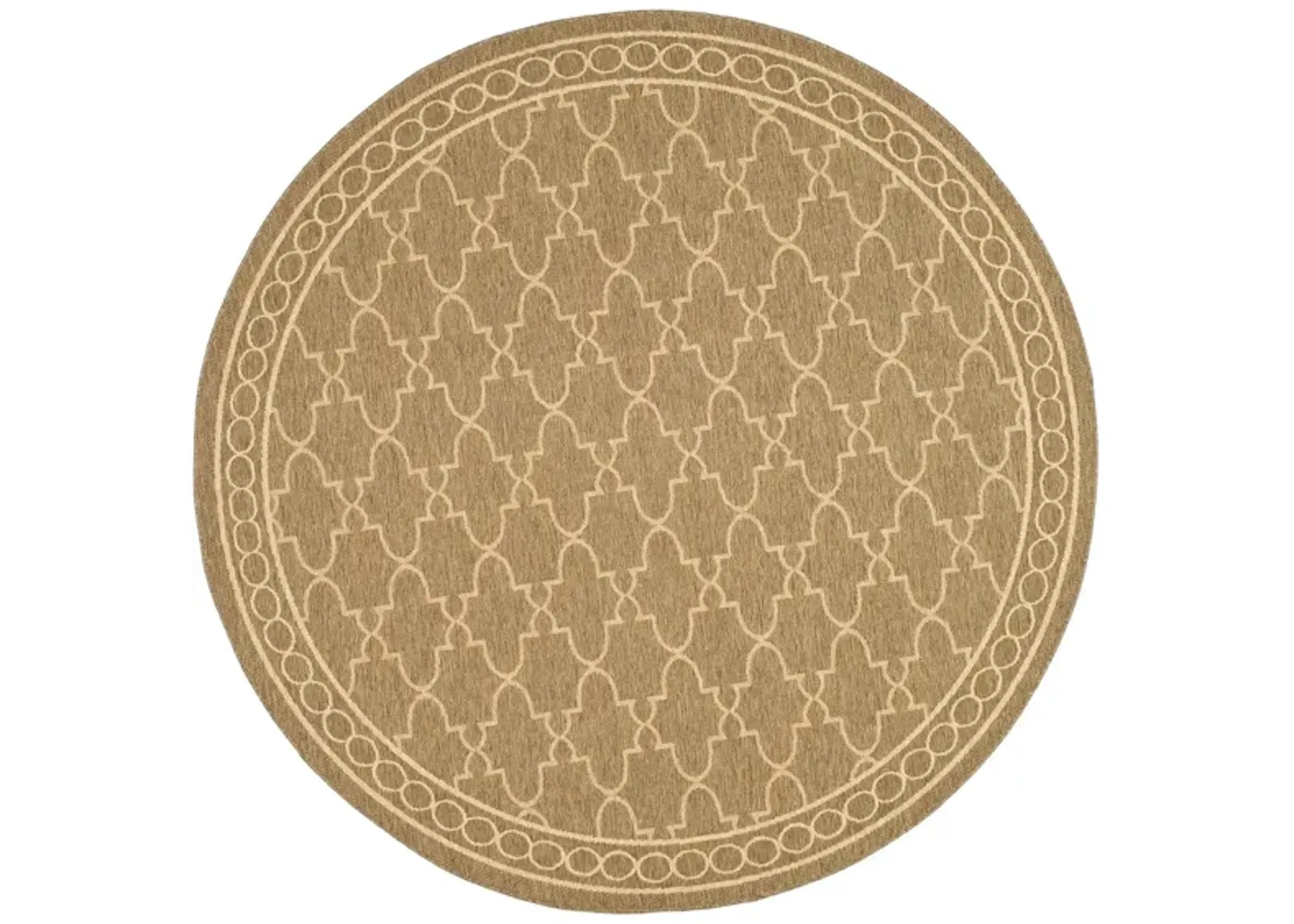 Courtyard Trellis Indoor/Outdoor Area Rug Round in Dark Beig & Beige by Safavieh