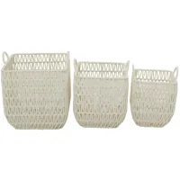 Ivy Collection Set of 3 White Cotton Baskets in White by UMA Enterprises