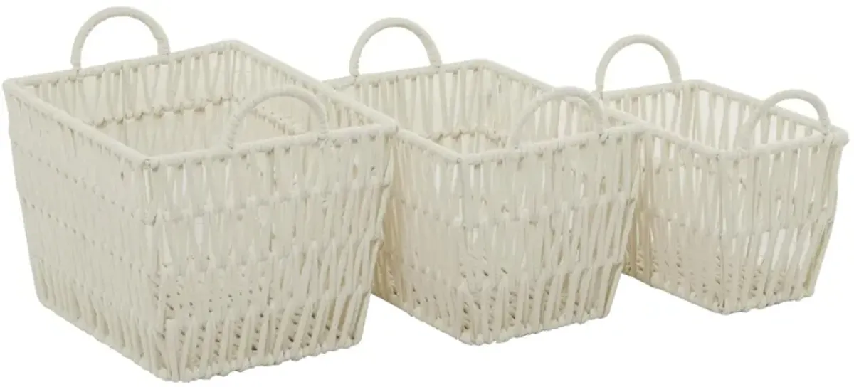 Ivy Collection Set of 3 Traditional Storage Baskets with Handles