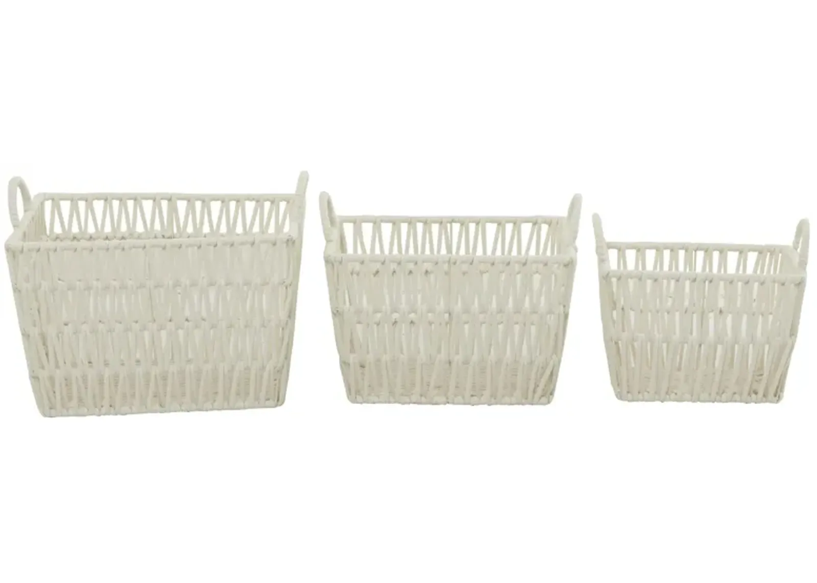 Ivy Collection Set of 3 Traditional Storage Baskets with Handles