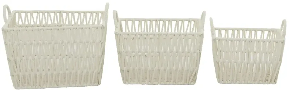 Ivy Collection Set of 3 Traditional Storage Baskets with Handles