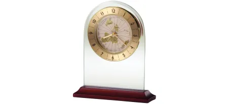 World Time Arch Tabletop Clock in Gold;Silver;Brown by Howard Miller