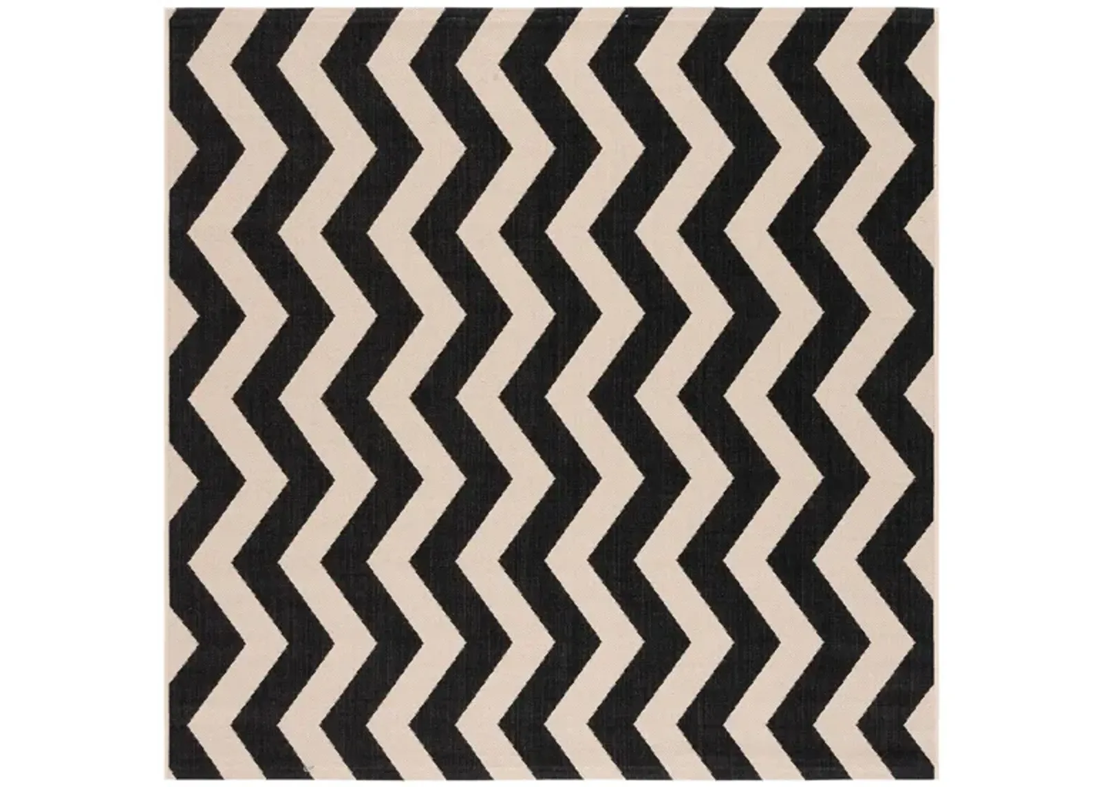 Courtyard Chevron Indoor/Outdoor Area Rug in Black & Beige by Safavieh