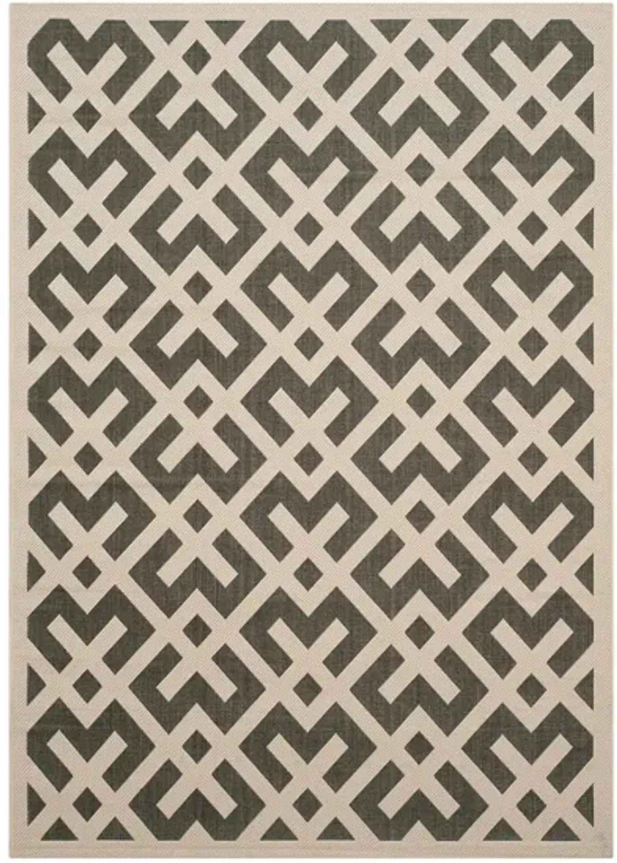 Courtyard Crossing Indoor/Outdoor Area Rug in Black & Beige by Safavieh