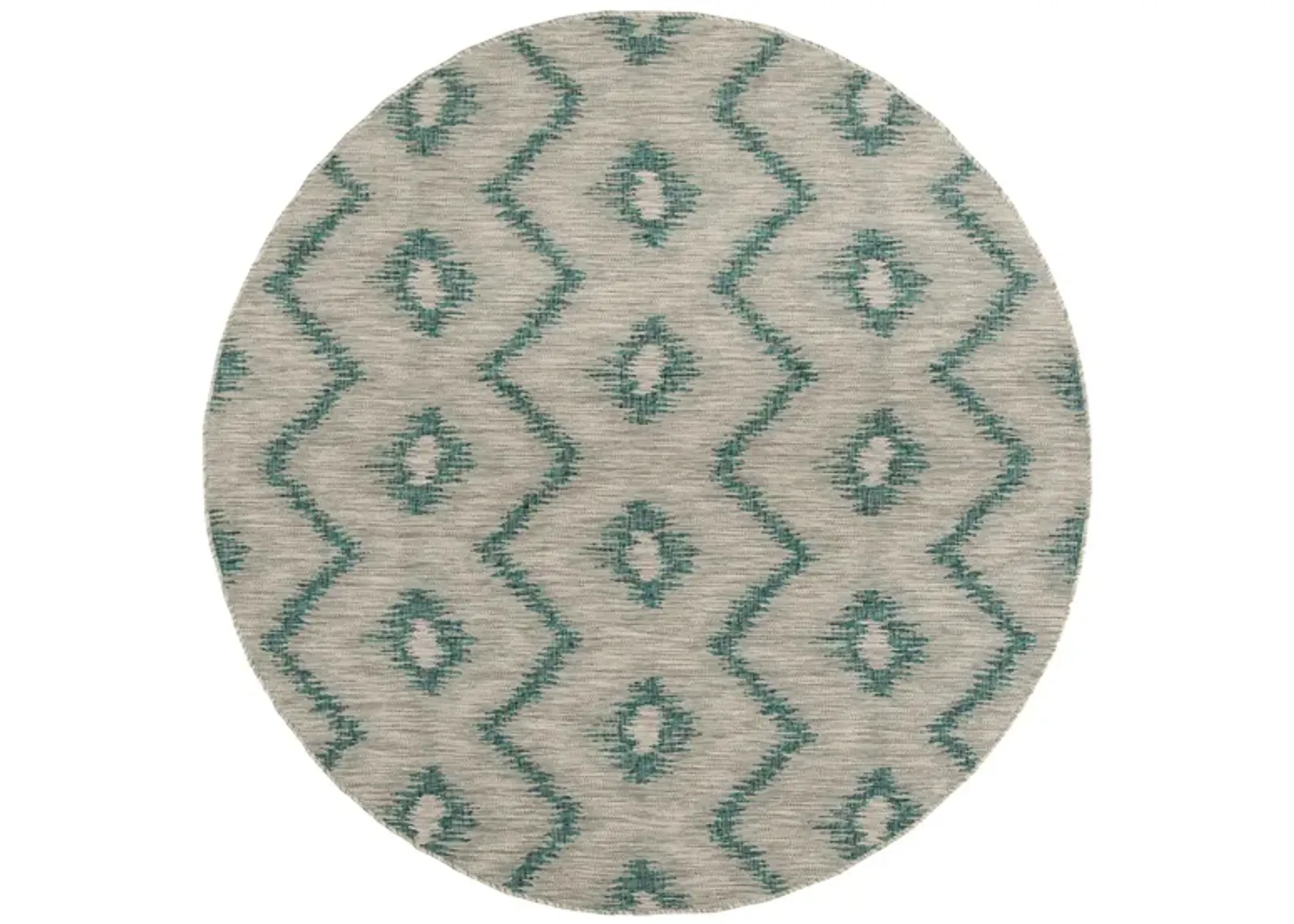 Courtyard Chevron Indoor/Outdoor Area Rug Round in Gray & Blue by Safavieh