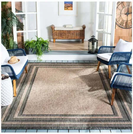 Courtyard Marches Indoor/Outdoor Area Rug in Natural & Black by Safavieh