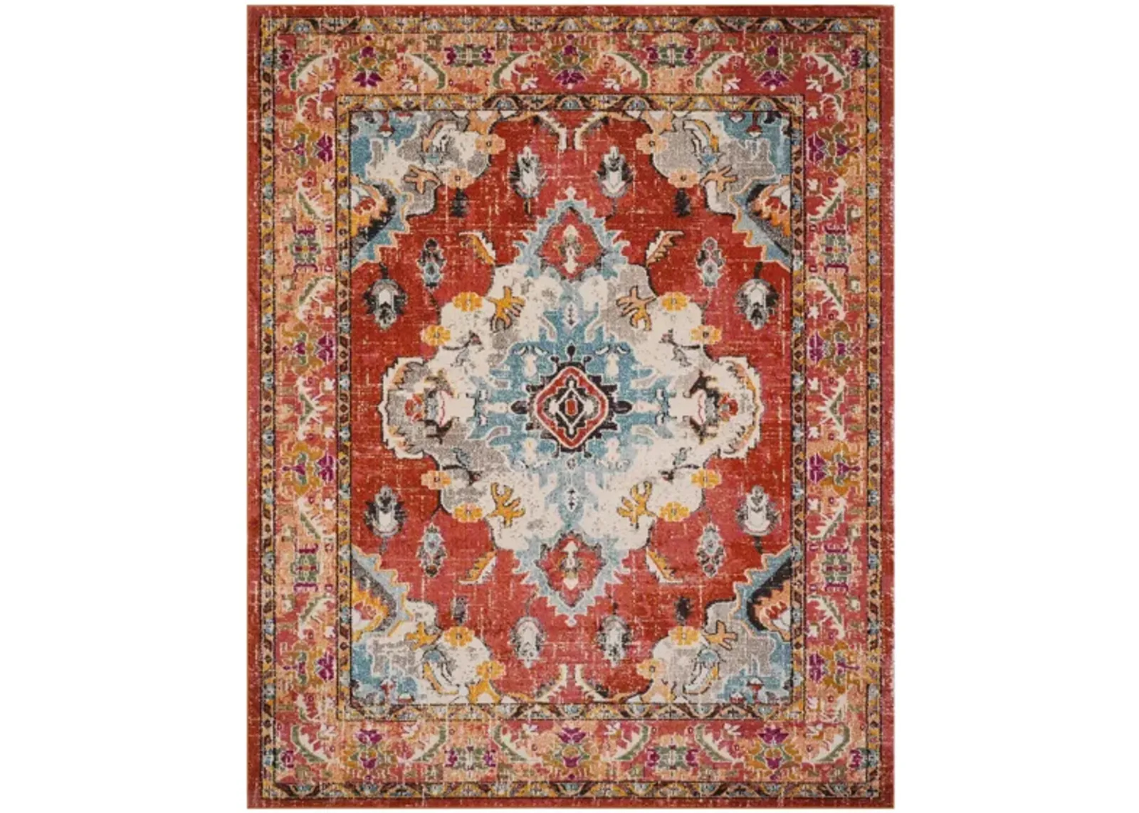 Monaco Area Rug in Orange/Light Blue by Safavieh