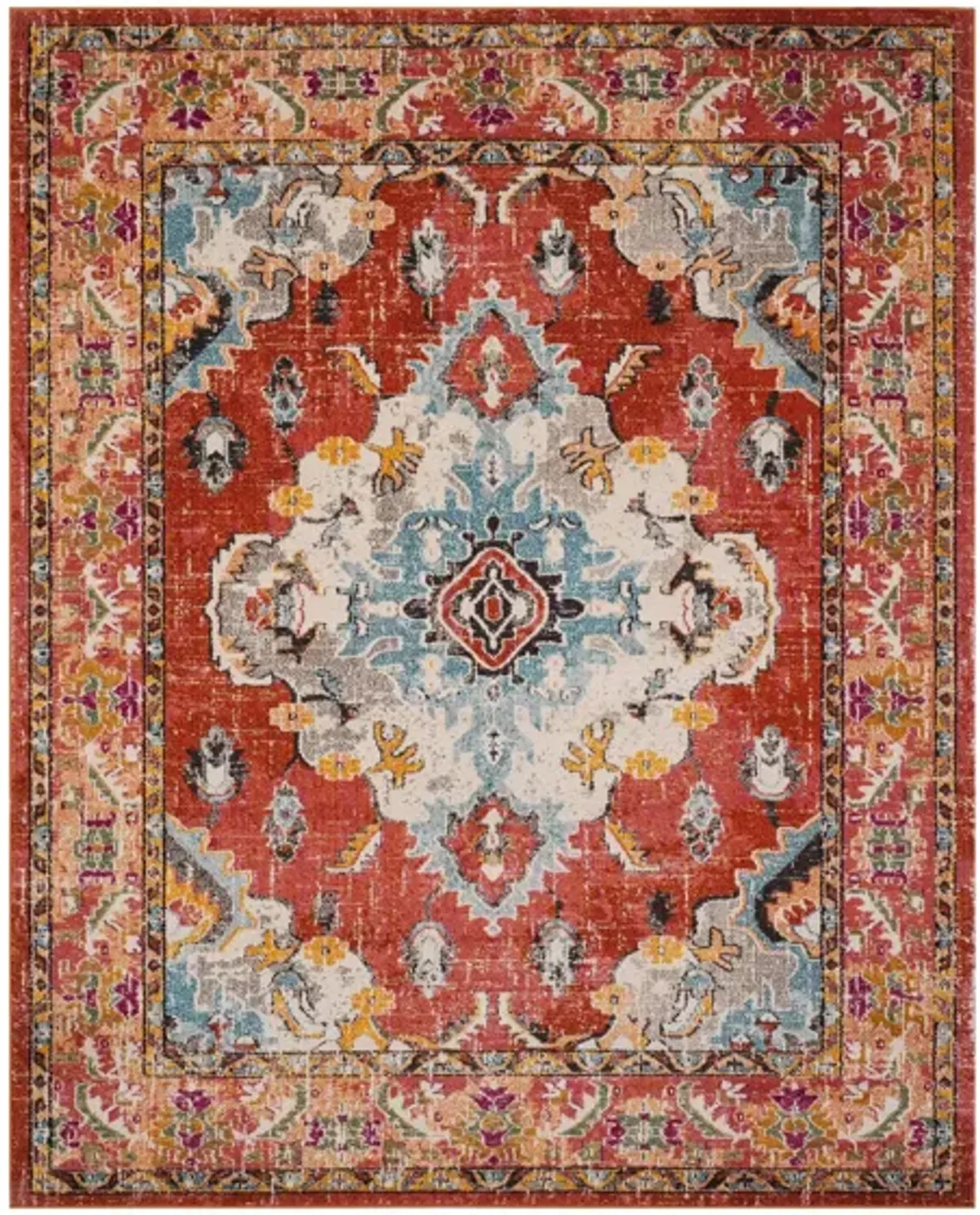 Monaco Area Rug in Orange/Light Blue by Safavieh