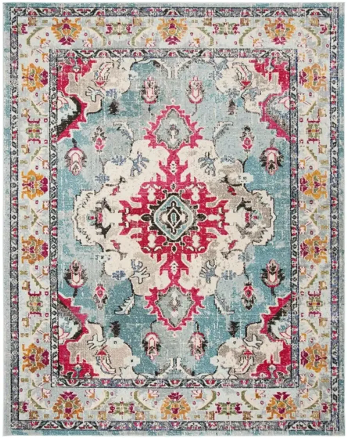 Monaco Area Rug in Light Blue/Fuchsia by Safavieh