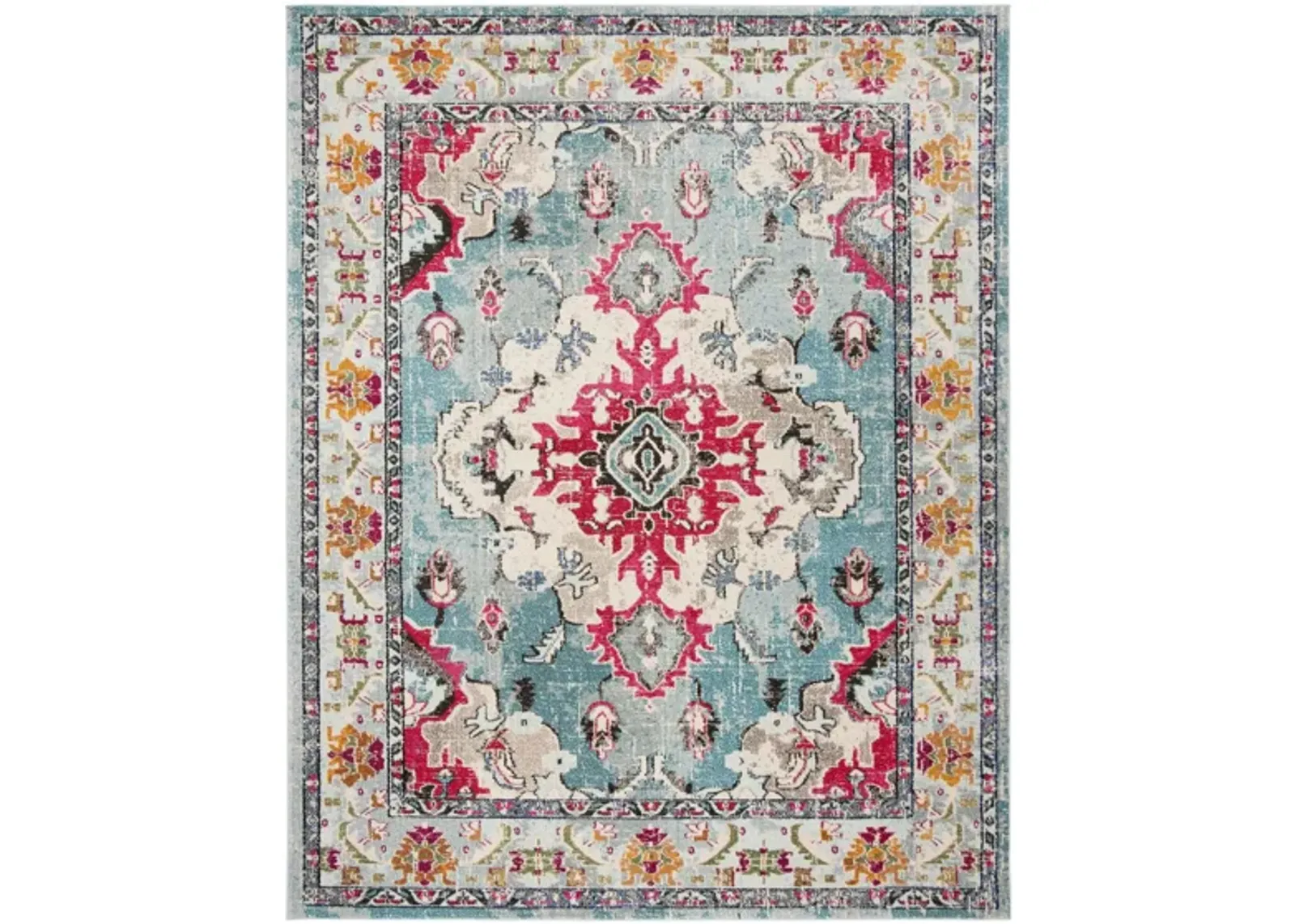 Monaco Area Rug in Light Blue/Fuchsia by Safavieh