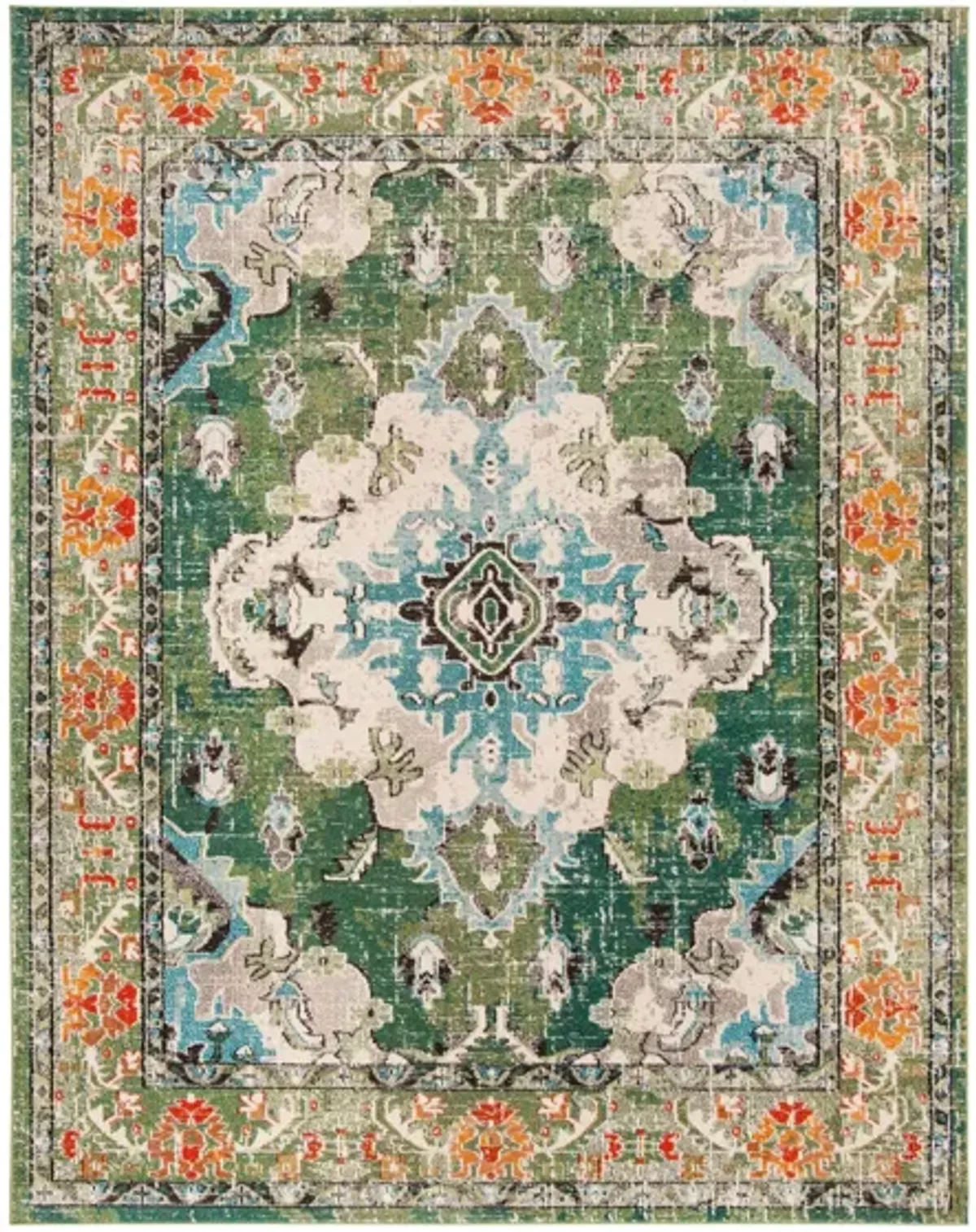 Monaco Area Rug in Forest Green/Light Blue by Safavieh