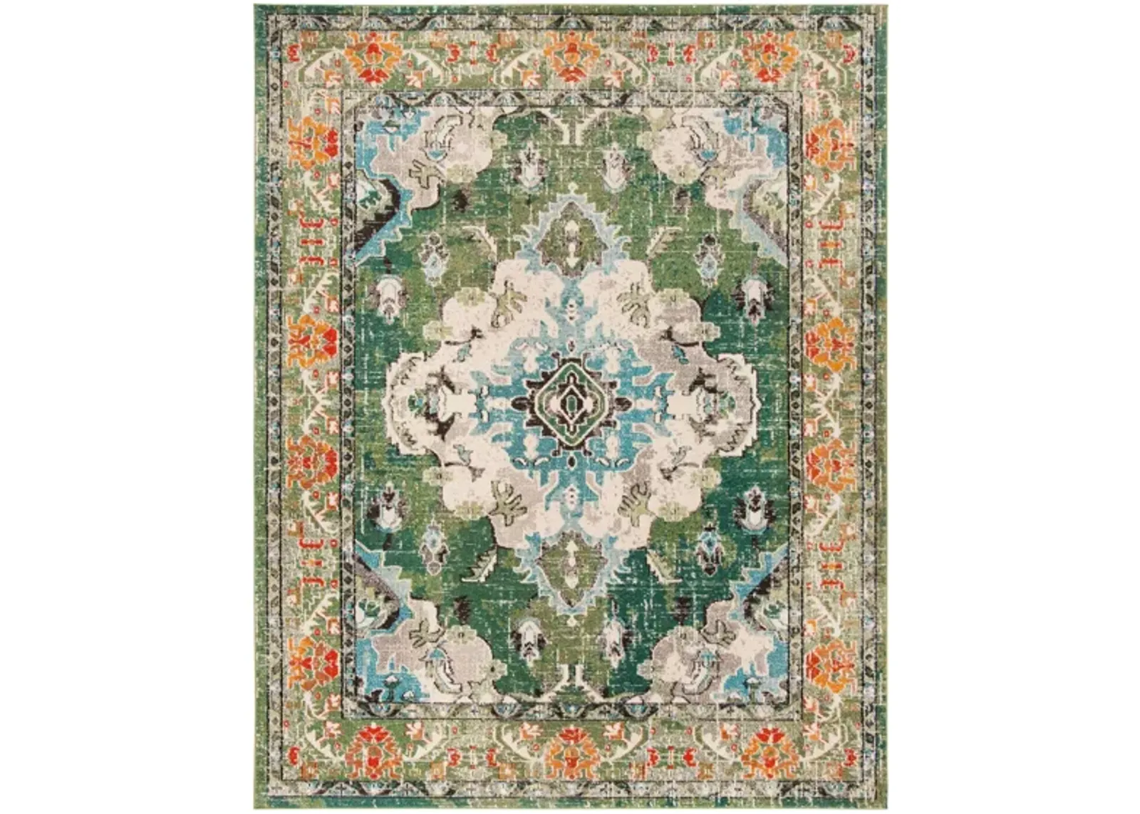 Monaco Area Rug in Forest Green/Light Blue by Safavieh