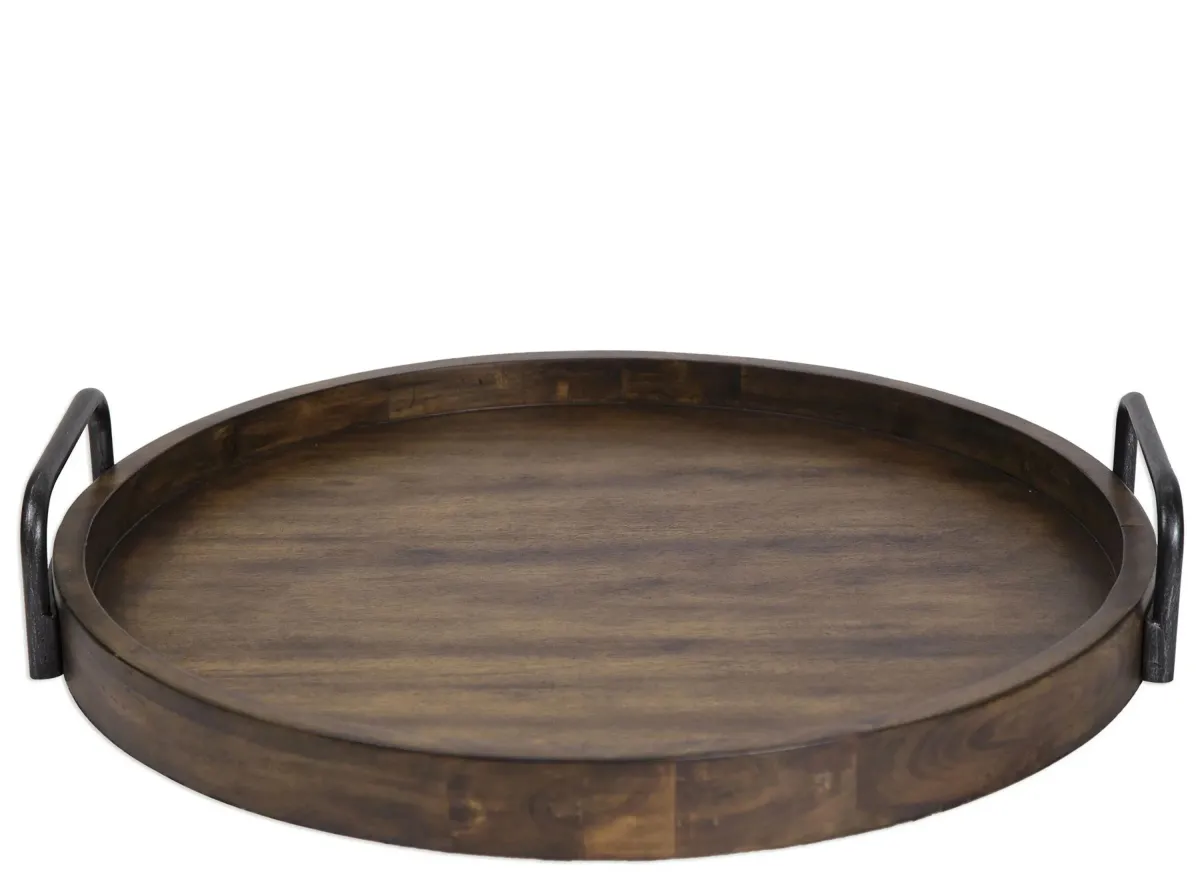 Reine Round Wooden Tray in Natural by Uttermost