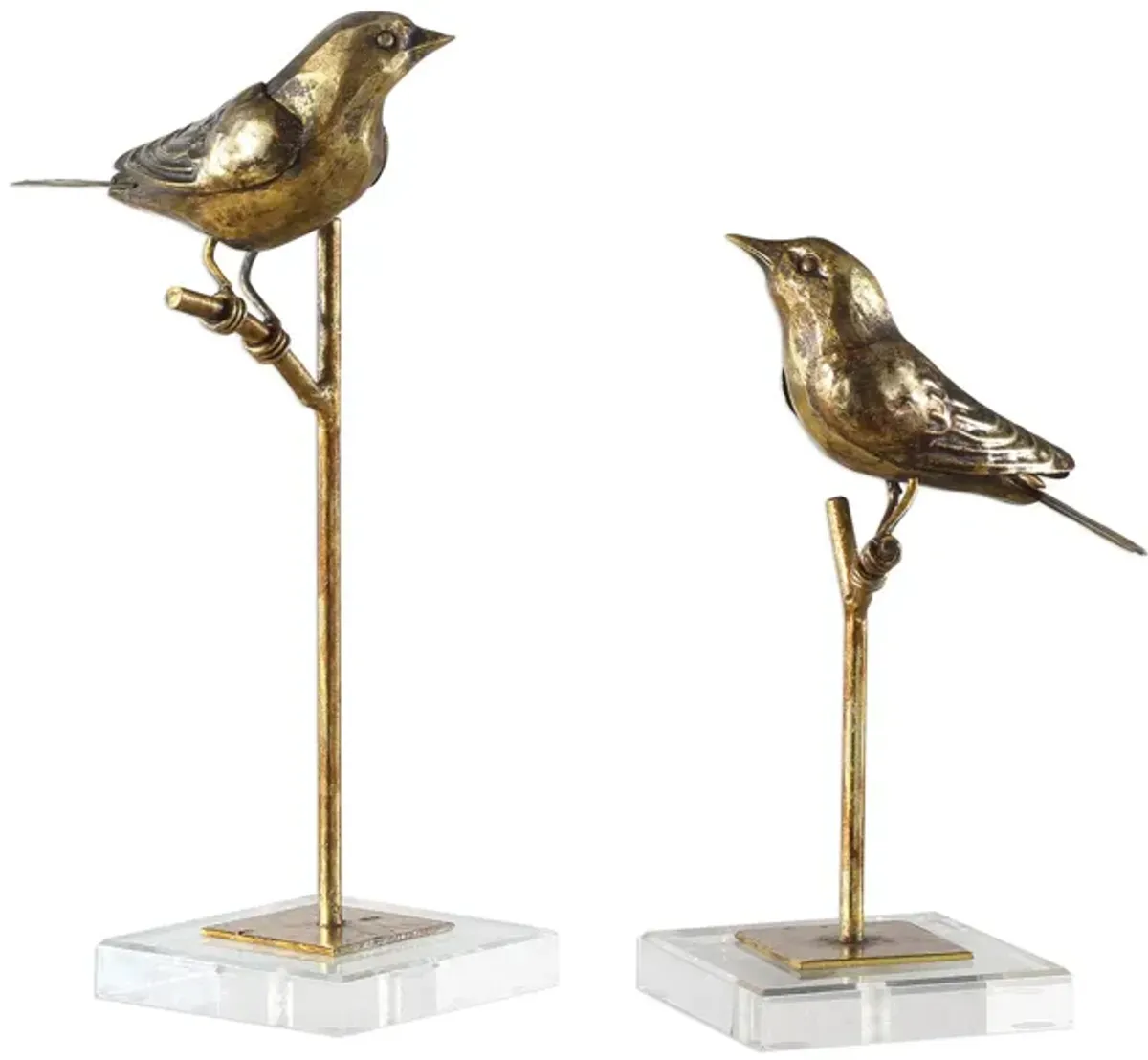 Passerines Bird Sculptures: Set of 2