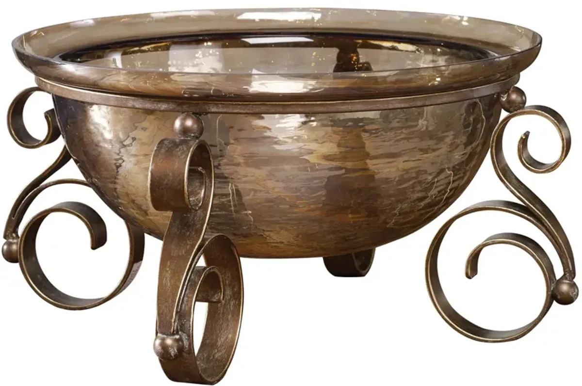 Alya Bronze Glass Bowl in Antiqued Copper by Uttermost