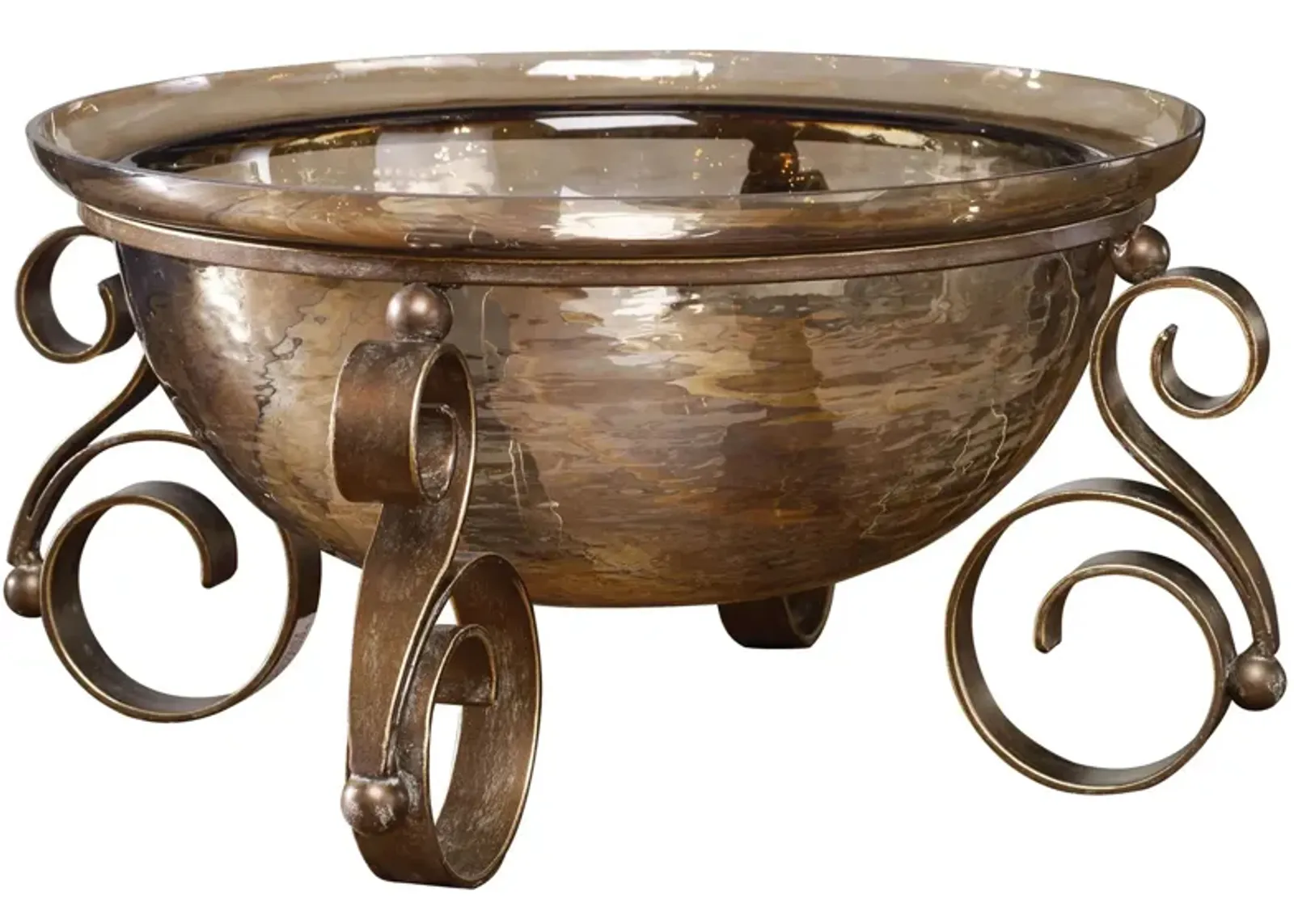 Alya Bronze Glass Bowl in Antiqued Copper by Uttermost