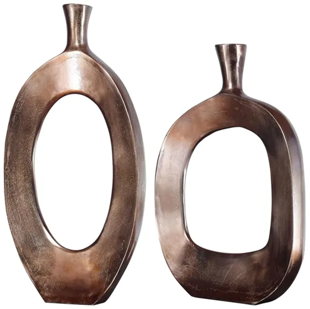 Kyler Textured Bronze Vases: Set of 2