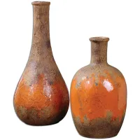 Kadam Ceramic Vases: Set of 2 in Orange by Uttermost