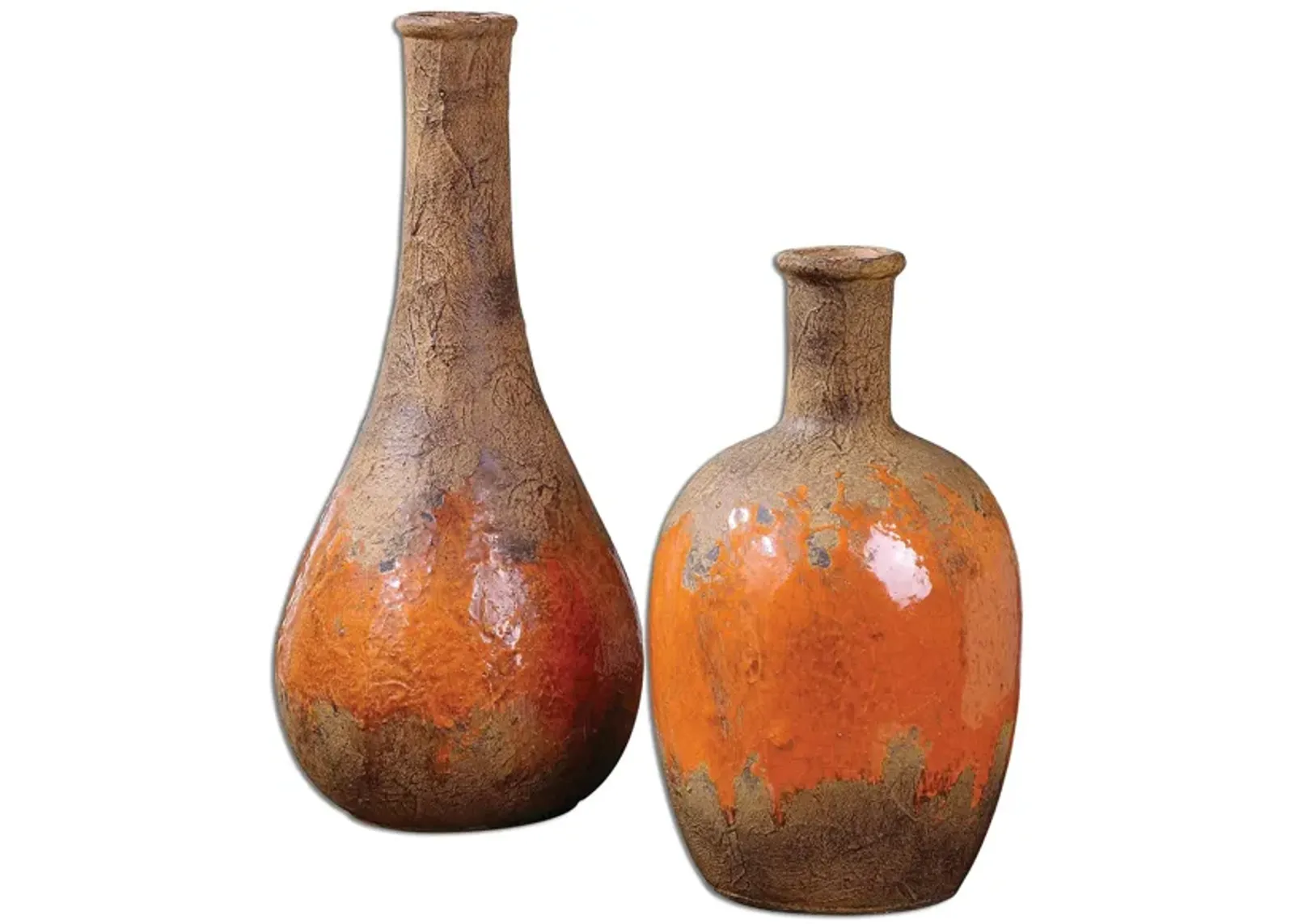 Kadam Ceramic Vases: Set of 2 in Orange by Uttermost