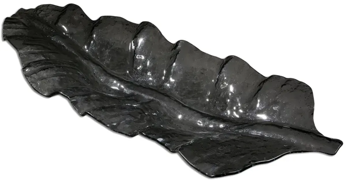 Smoked Leaf Glass Tray