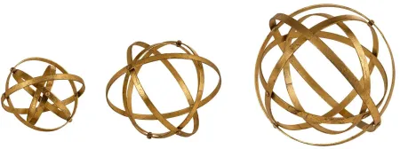 Stetson Spheres: Set of 3 in Antiqued Gold by Uttermost