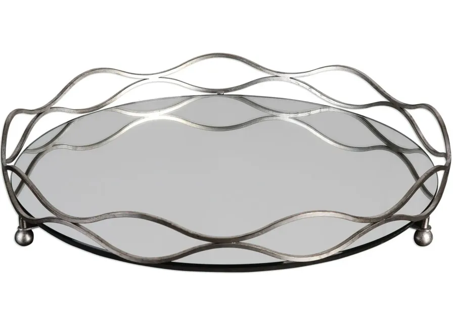 Rachele Mirrored Tray in Mirrored;Silver by Uttermost