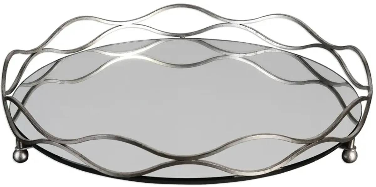 Rachele Mirrored Tray in Mirrored;Silver by Uttermost