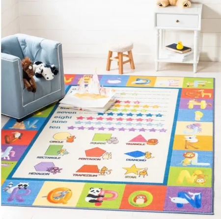 Cooperstown Kids' Playhouse Rug in Beige/Blue/Yellow/Green/White by Safavieh