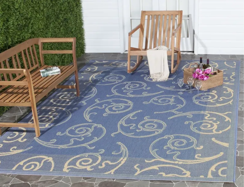 Courtyard Home Indoor/Outdoor Area Rug in Blue & Natural by Safavieh