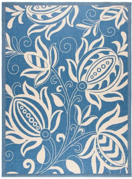 Courtyard Patterned Indoor/Outdoor Area Rug in Blue & Natural by Safavieh