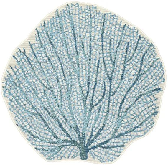 Esencia Coral Fan Mat in Aqua by Trans-Ocean Import Co Inc