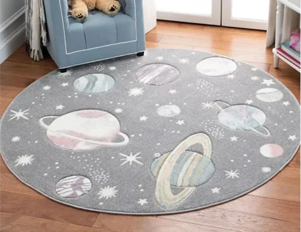 Carousel Planets Kids Area Rug Round