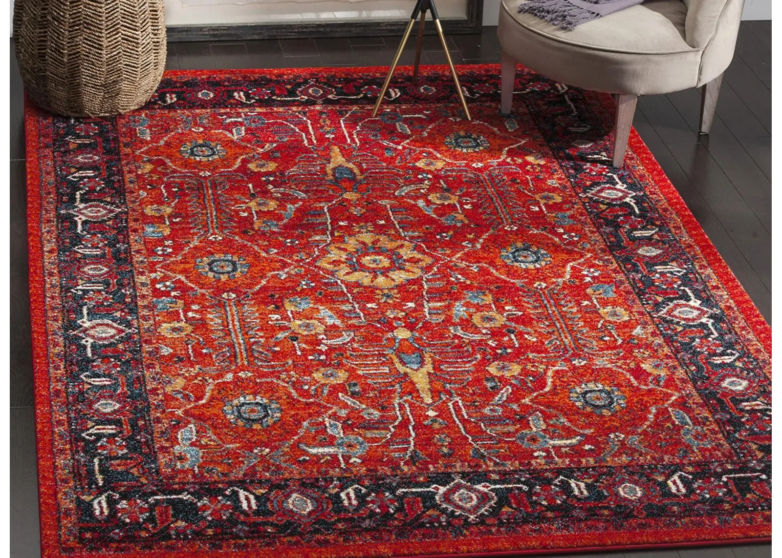 Vintage Hamadan I Area Rug in Orange & Navy by Safavieh