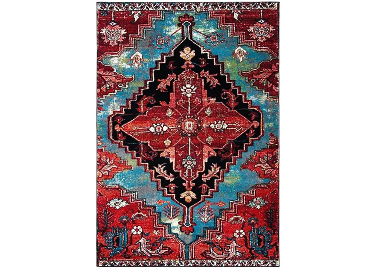 Vintage Hamadan II Area Rug in Blue & Red by Safavieh