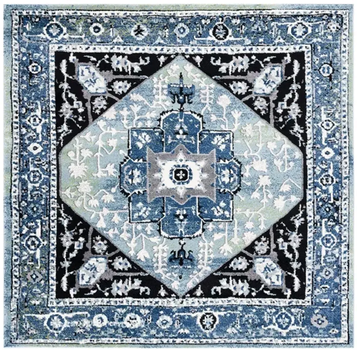 Vintage Hamadan III Area Rug in Blue & Light Green by Safavieh