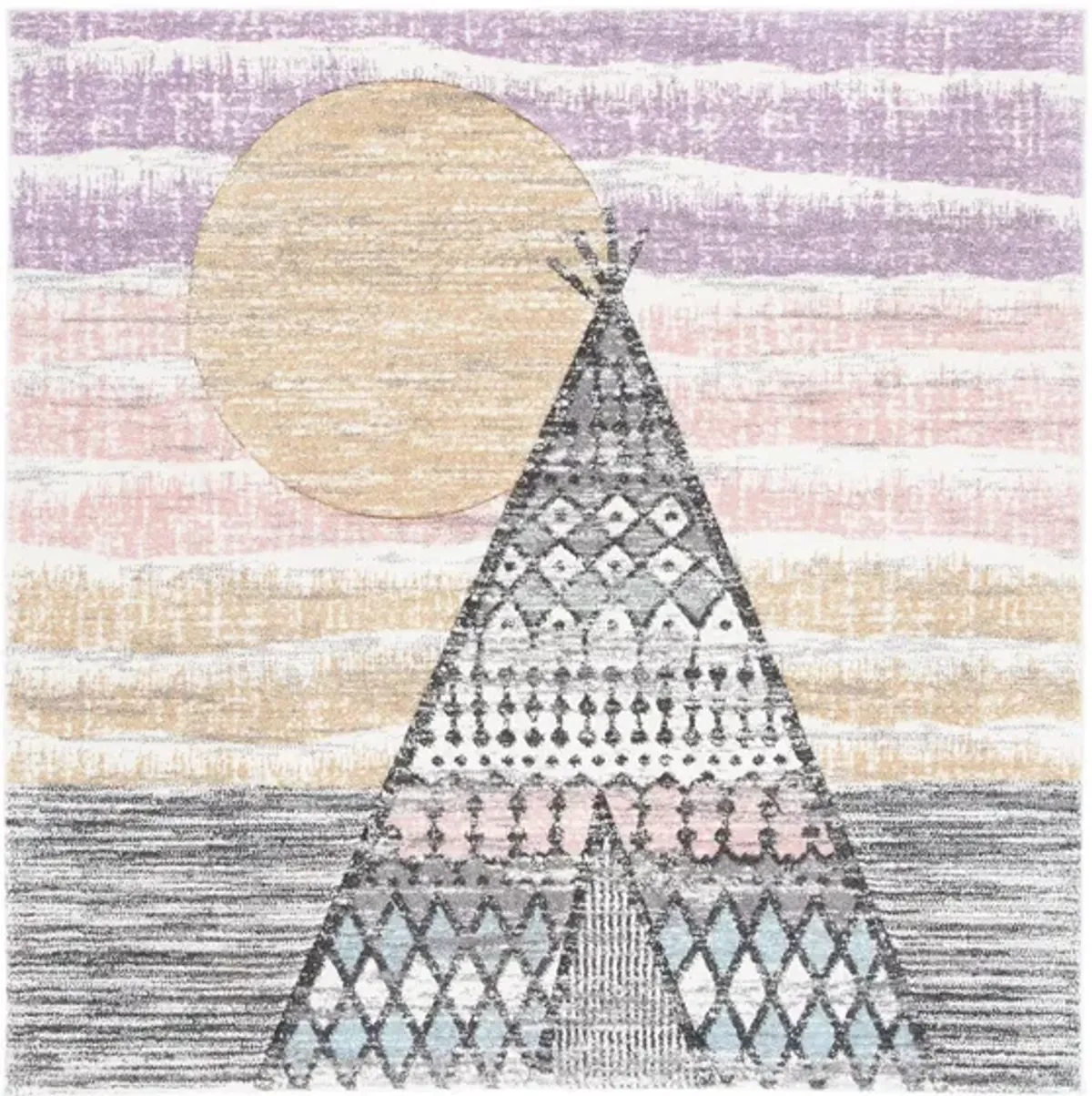 Carousel Tepee Kids Area Rug in Gray & Pink by Safavieh