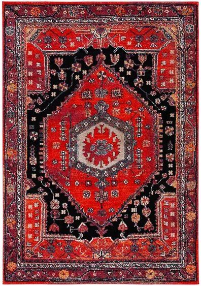 Hamadan Red Area Rug in Red & Black by Safavieh