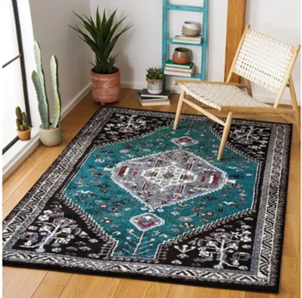 Vintage Hamadan Green Area Rug