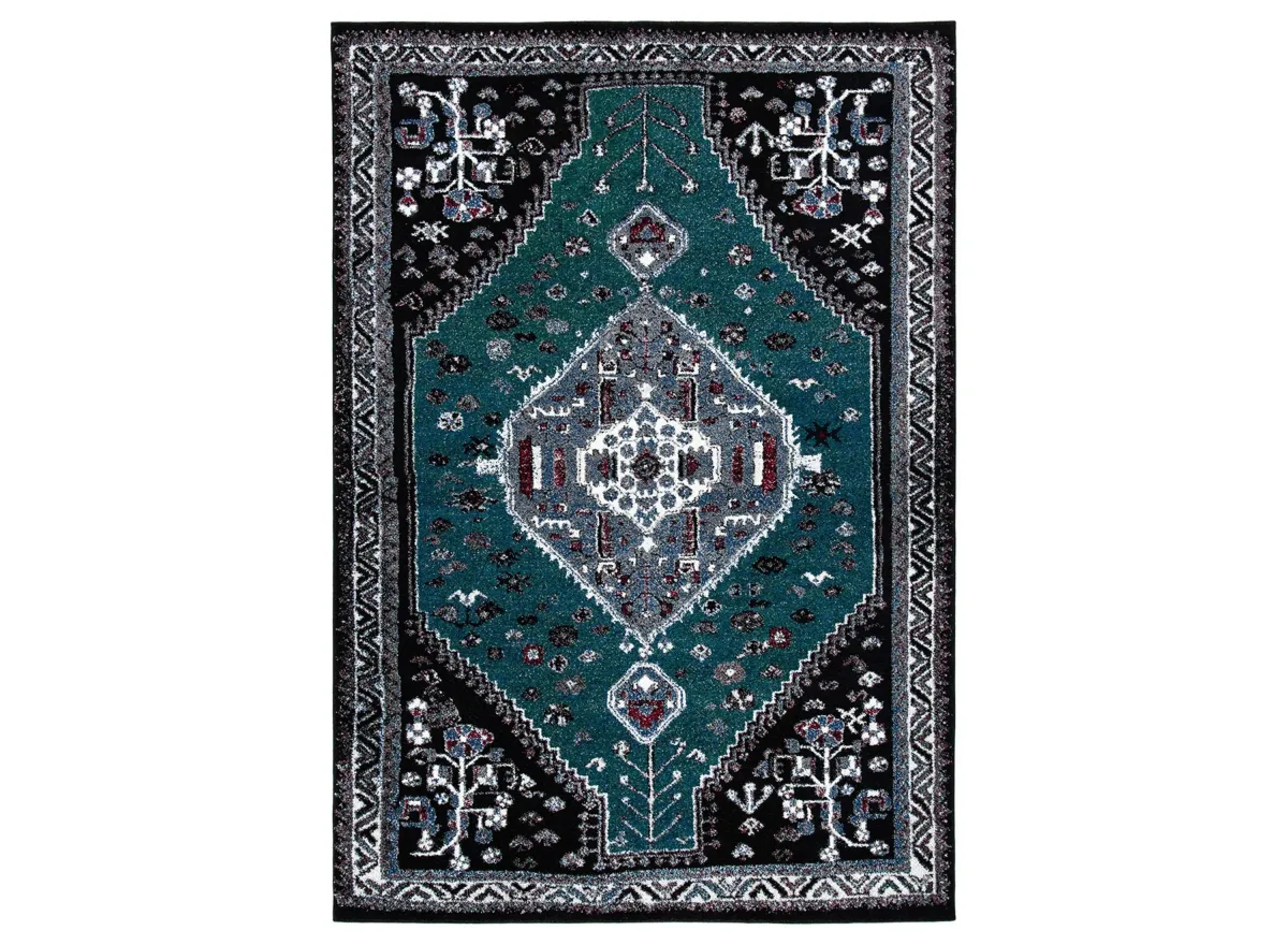 Vintage Hamadan Green Area Rug in Green & Black by Safavieh