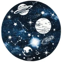 Carousel Outerspace Kids Area Rug Round in Dark Blue & Light Blue by Safavieh